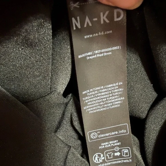 NA-KD Draped Maxi Dress Black Size Large. - Picture 6 of 7